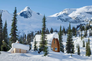 Wendy Thompson Hut in winter Marriott Basin, Coast Mountains British Columbia