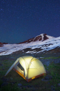 Illuminated tent, Mount Baker North Cascades