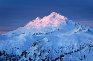 Winter dawn on Mount Baker, Washington