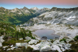 Alpenglow over Marriott Basin, Coast Mountains British Columbia