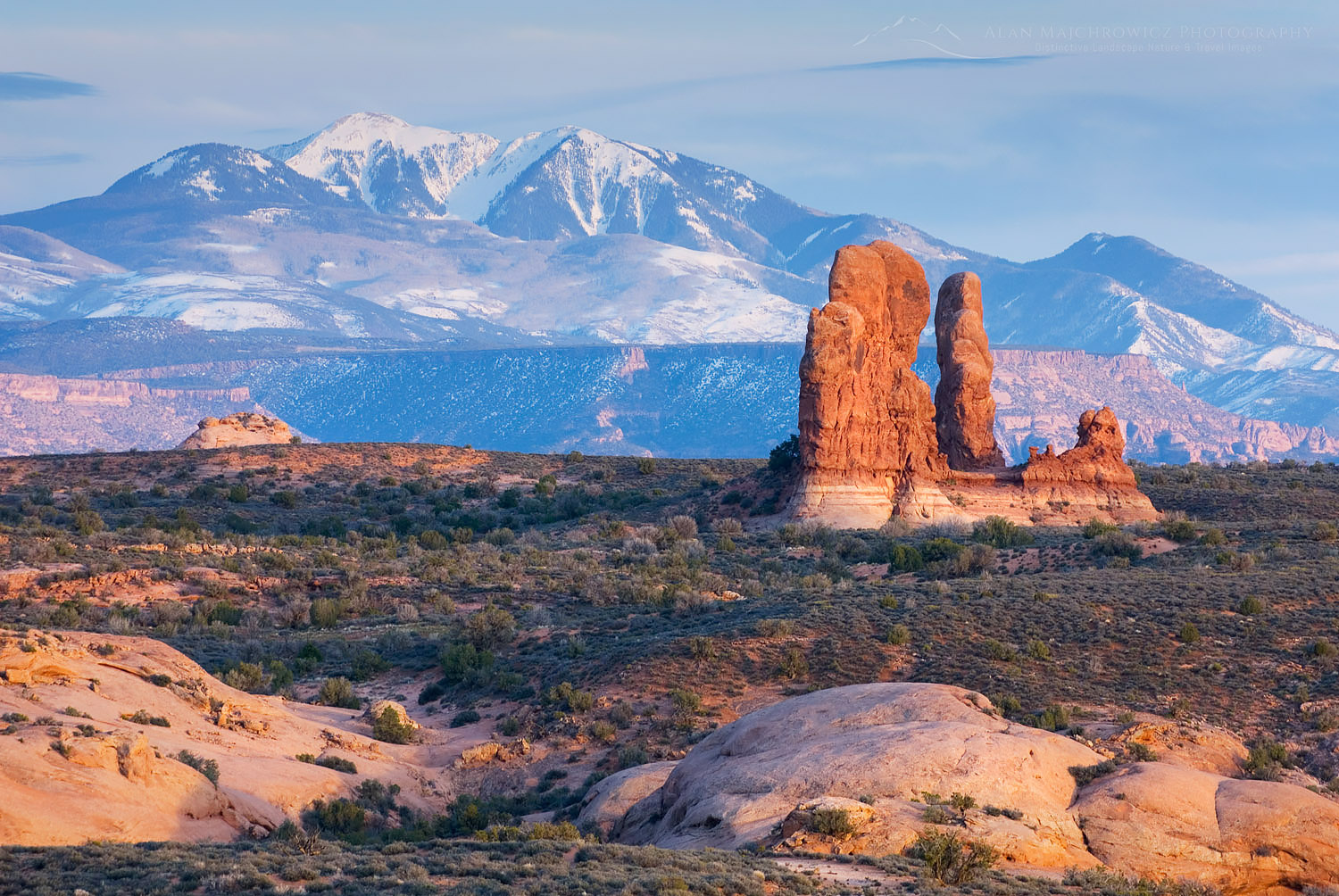 Snowcapped la Sal Mountains from Arches National Park Utah #41199
