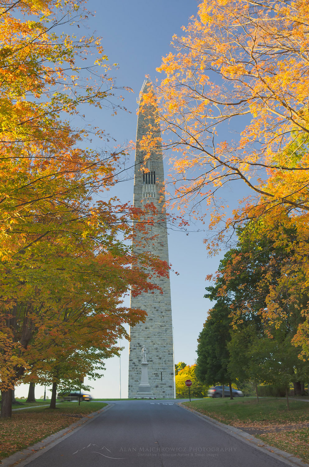 Bennington Battle Monument framed in golden fall foliage, Bennington, Vermont #59476