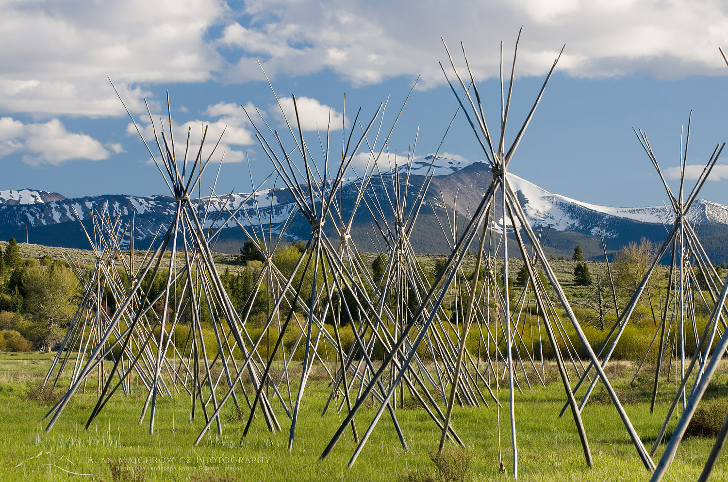 Tepee frames denoting and memorializing the Nez Perce camp at Big Hole National Battlefield Montana #51789