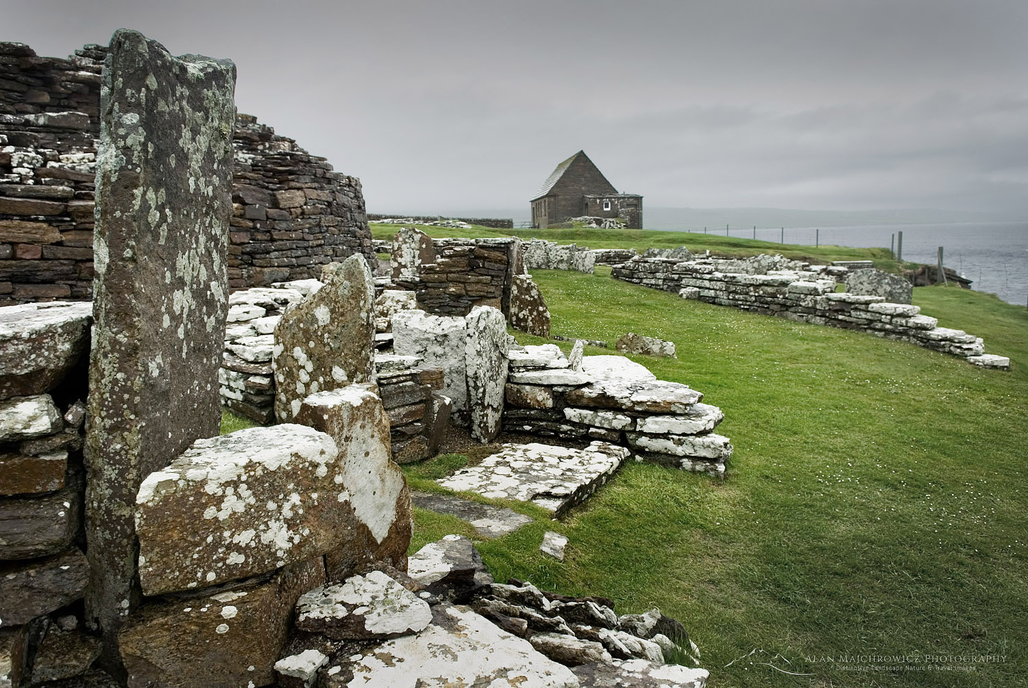 Broch of Gurness, a fortified dwelling dating back to the Iron Age around 2000 BC, Orkney Islands Scotland #12259r