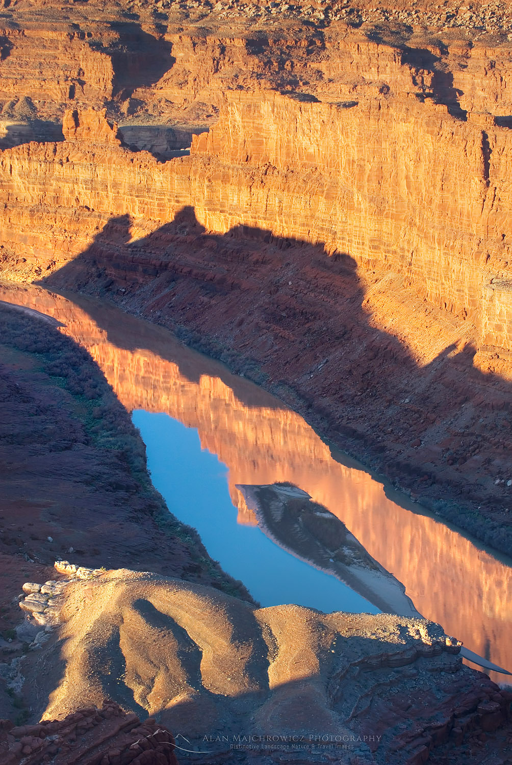 View of the Colorado River from overlook at Dead Horse Point State Park Utah at dusk #40287