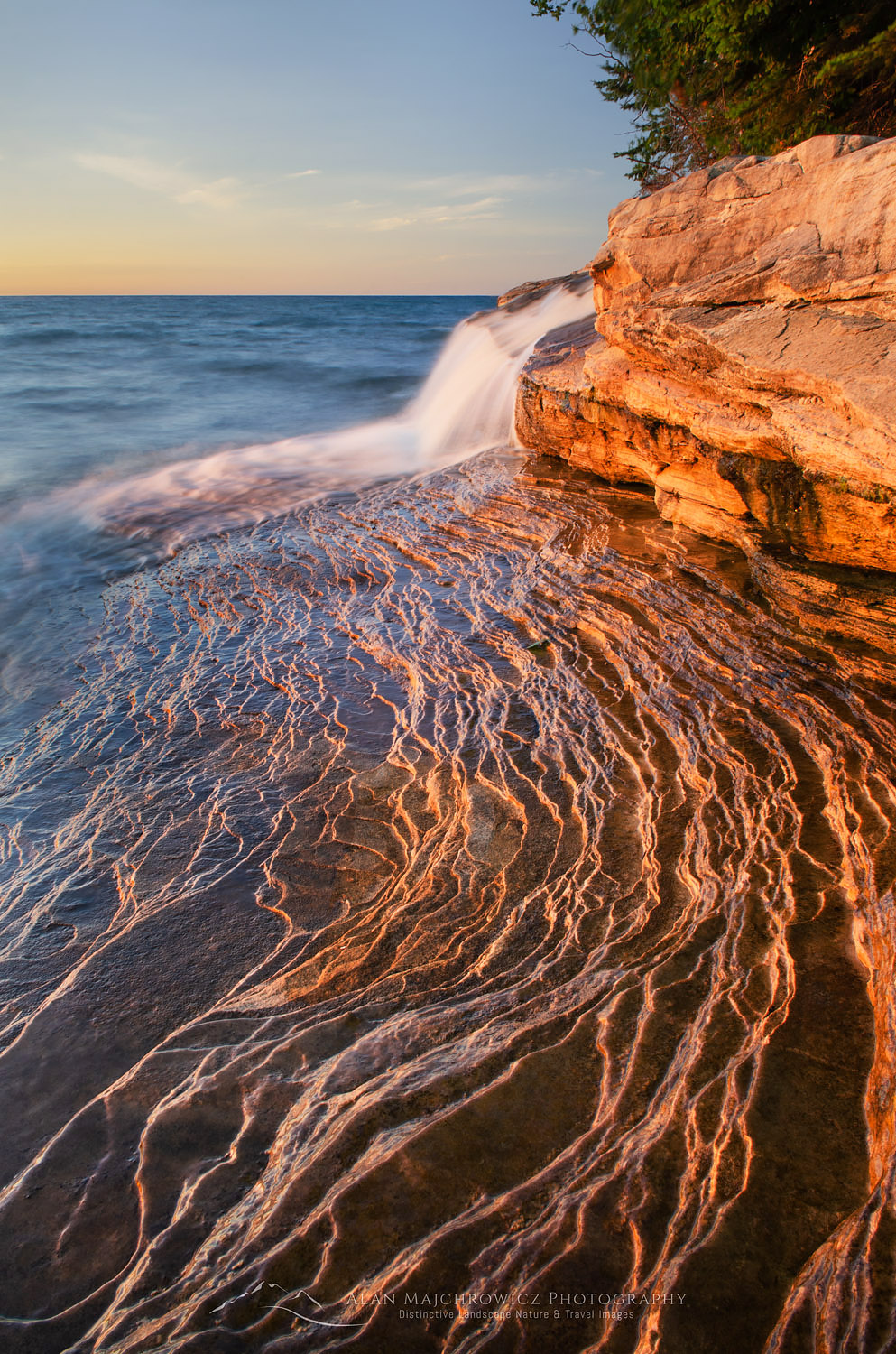 Elliot Falls flowing over layers of Au Train Formation sandstone at Miners Beach. Pictured Rocks National Lakeshore Michigan #63933