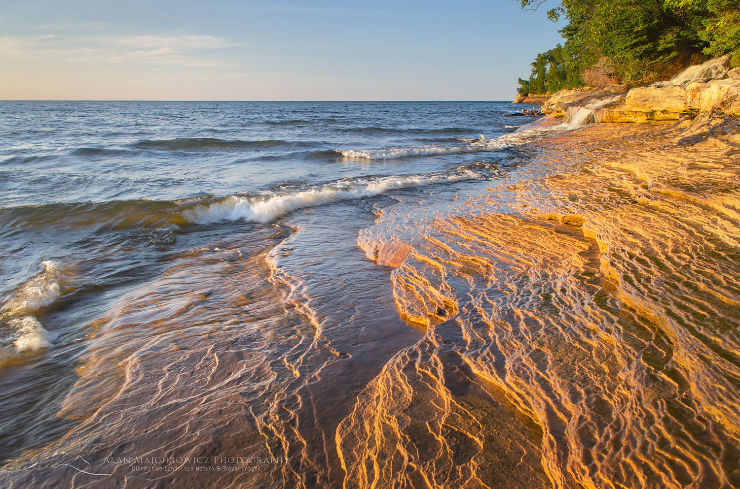 Elliot Falls flowing over layers of Au Train Formation sandstone at Miners Beach. Pictured Rocks National Lakeshore Michigan #63639