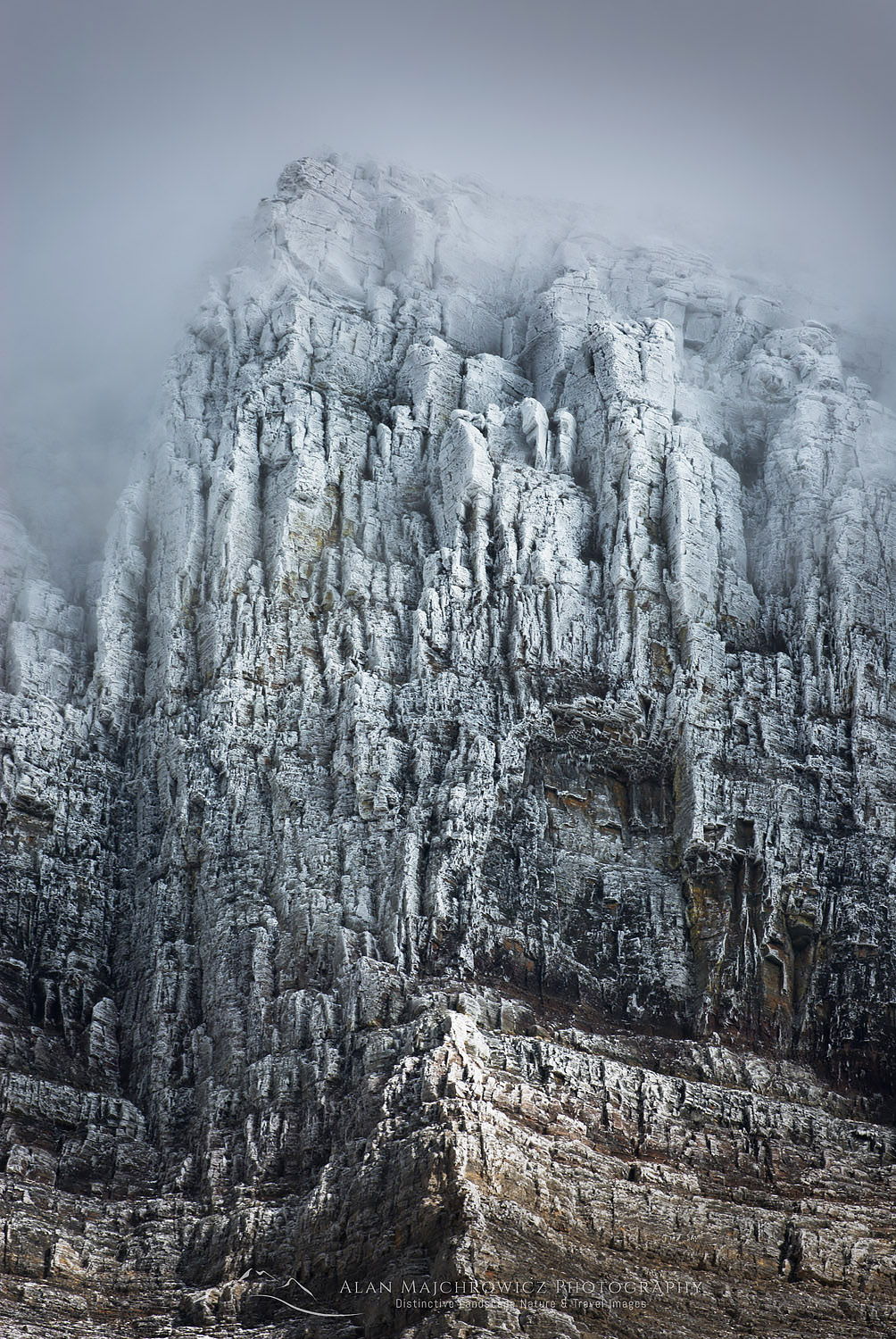 The Garden Wall of Glacier National Park Montana encrusted in rime and ice of autumn snowstorm #20309