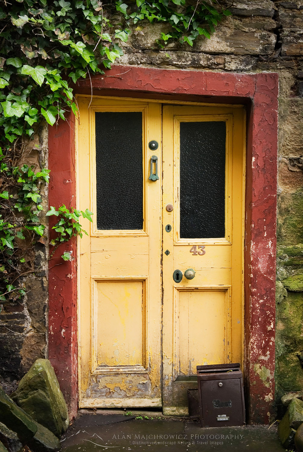 Yellow and red doorway Kirkwall, Orkney Mainland Scotland #12302