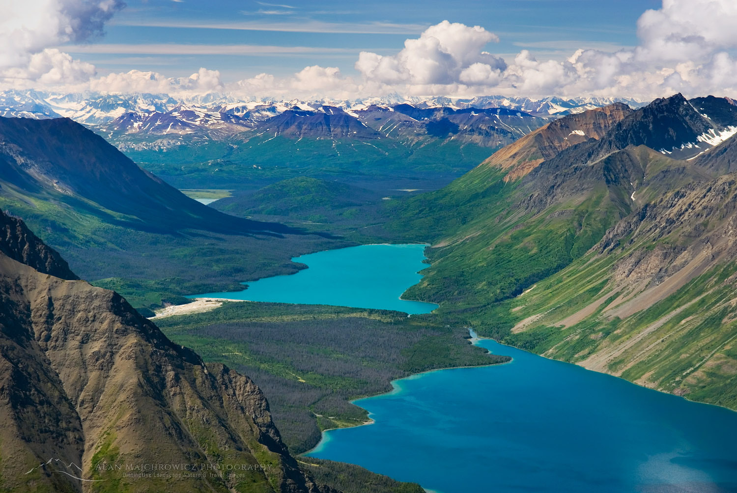 View of Kathleen Lake from Kings Throne Mountain, Kluane National Park Yukon Canada #13472