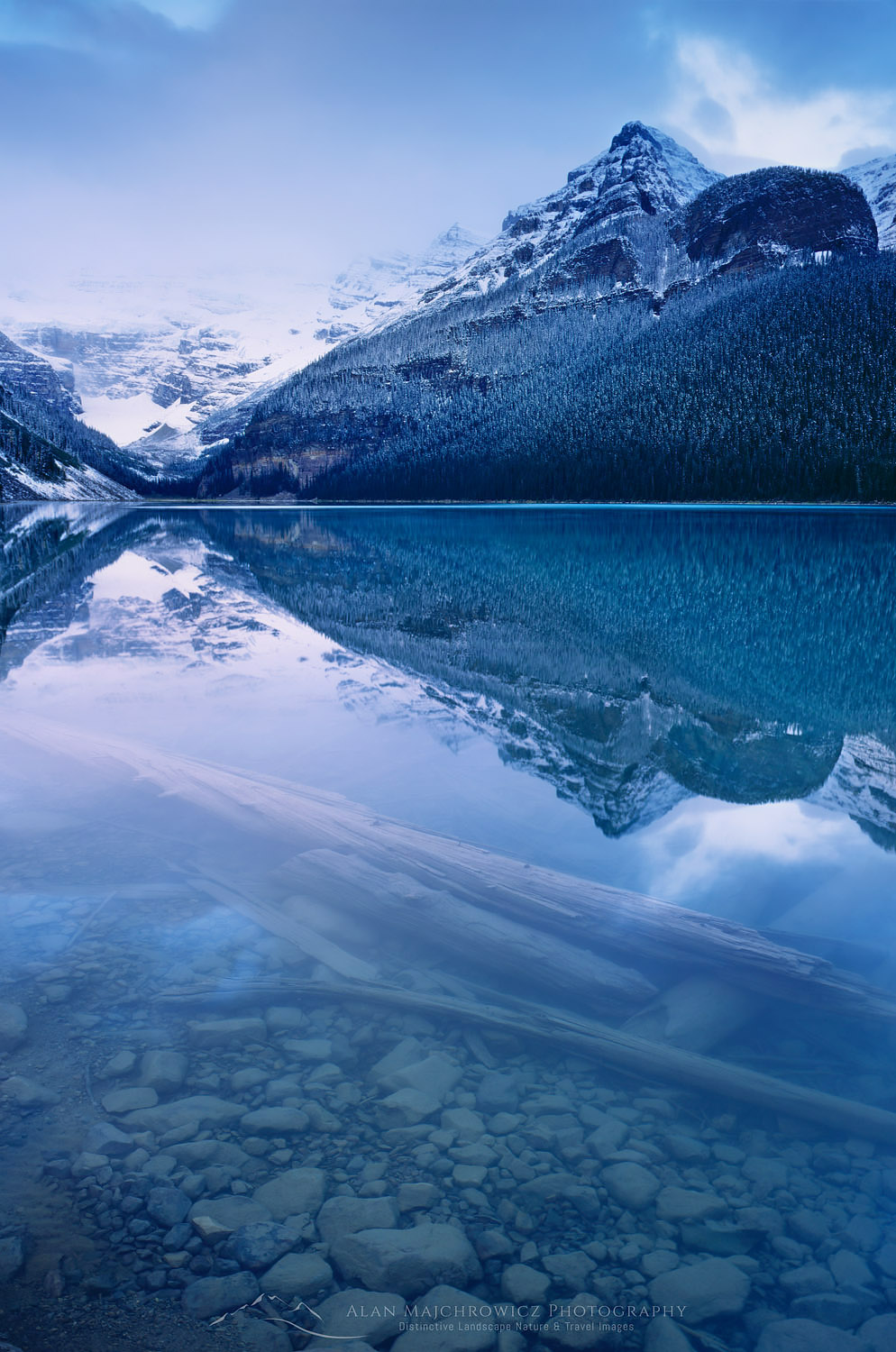 Predawn reflection on Lake Louise, Banff National Park Alberta Canada #4089