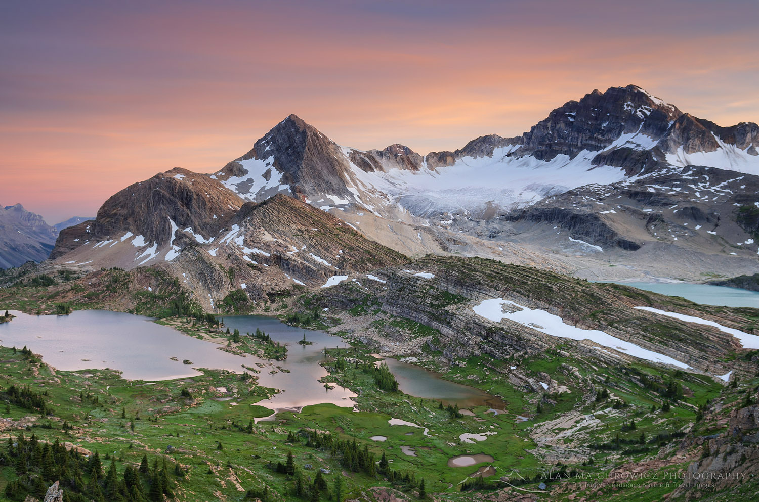 Alpenglow over Russell Peak and Limestone Lakes Basin, Height-of-the-Rockies Provincial Park British Columbia Canada #46239