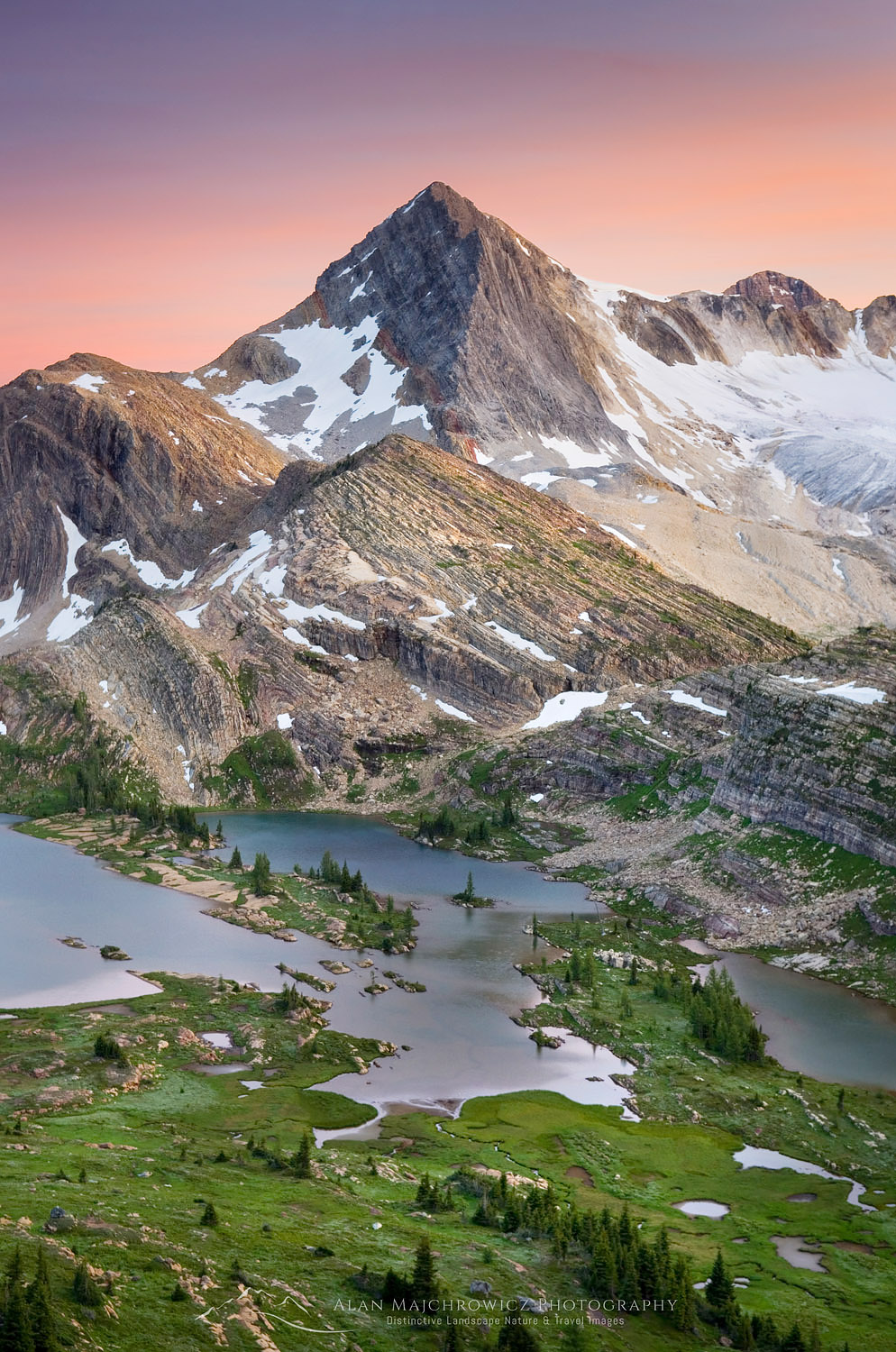 Alpenglow over Russell Peak and Limestone Lakes Basin, Height-of-the-Rockies Provincial Park British Columbia Canada #46245