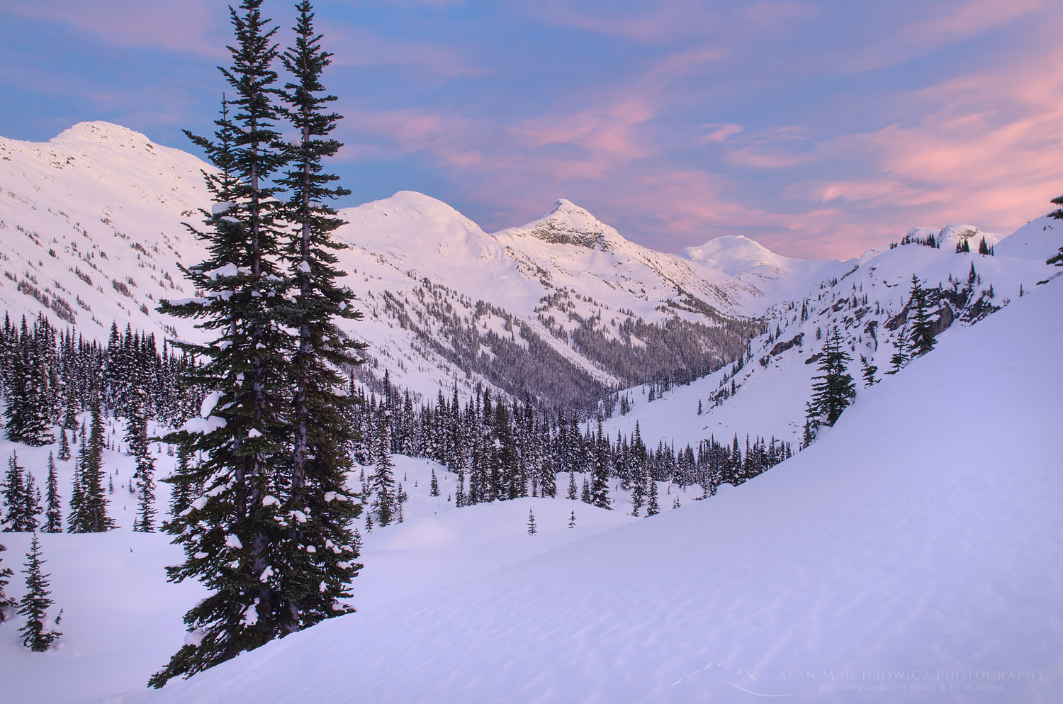 Winter sunset over Marriott Basin, Coast Mountains British Columbia Canada #50320