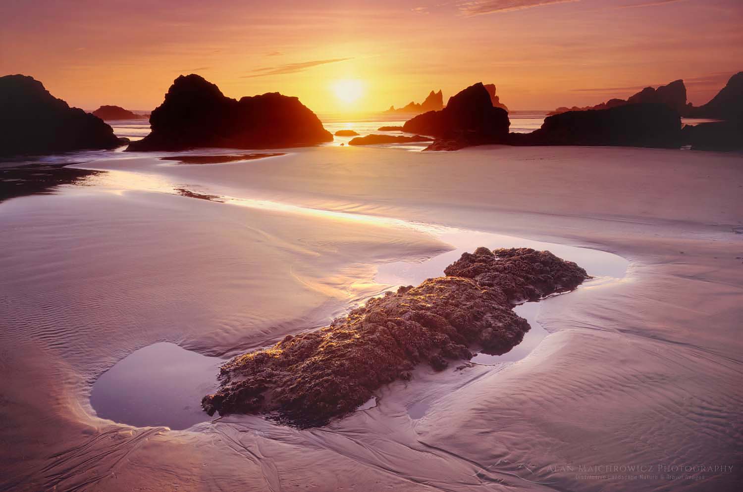 Sunset on Crescent Beach Ecola State Park Oregon #5642b