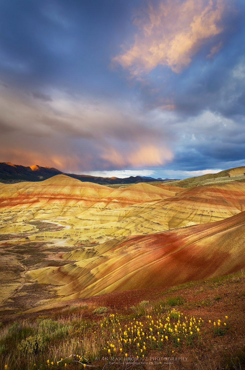 Passing storm at sunset Painted Hill Unit of John Day Fossil Beds National Monument Oregon #44747