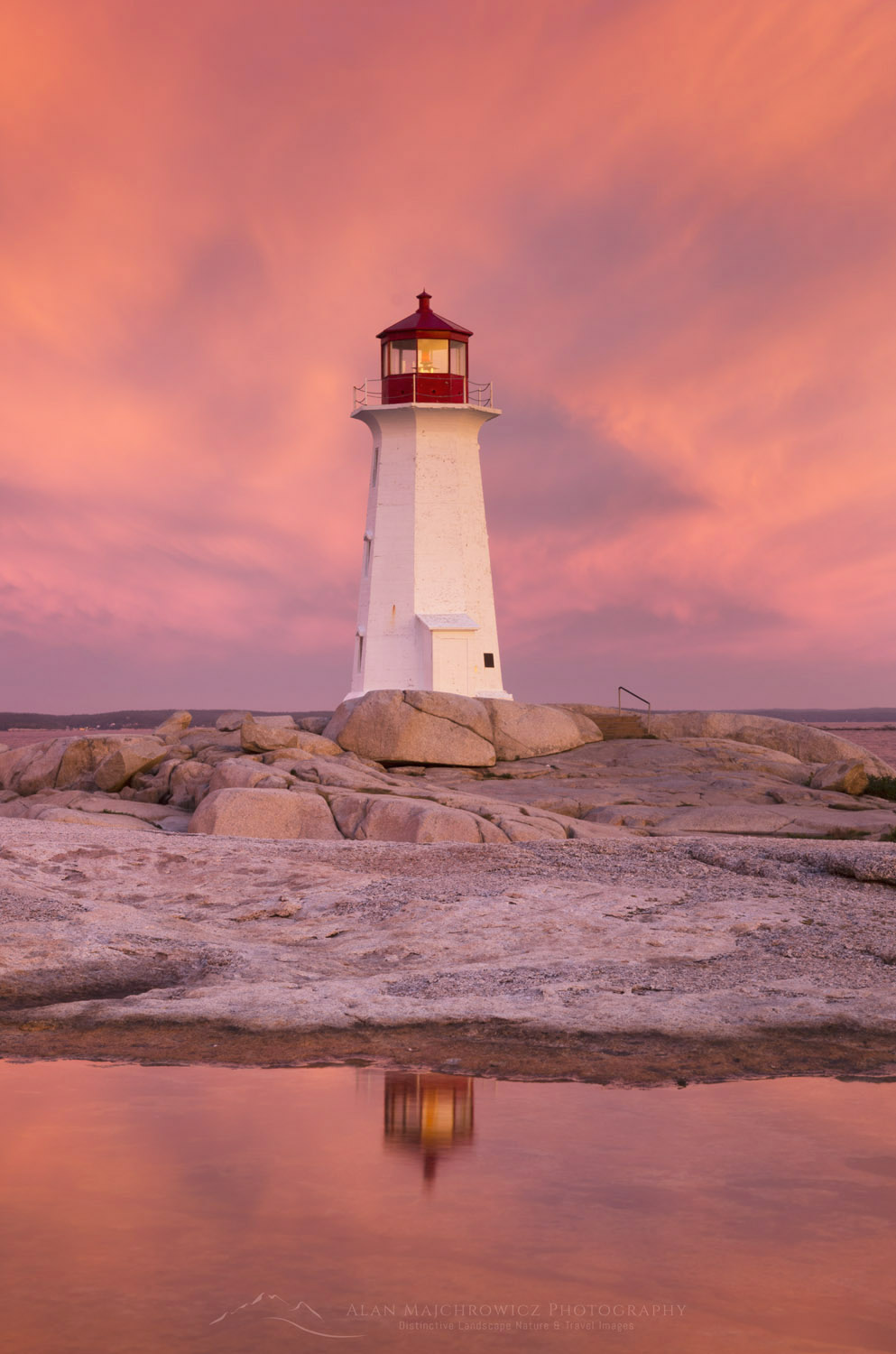 Sunrise at Peggy's Cove Lighthouse heralds in approaching storm, Nova Scotia #58912