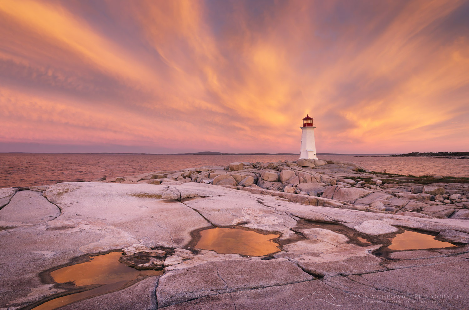 Sunrise at Peggy's Cove Lighthouse heralds in approaching storm, Nova Scotia #58915