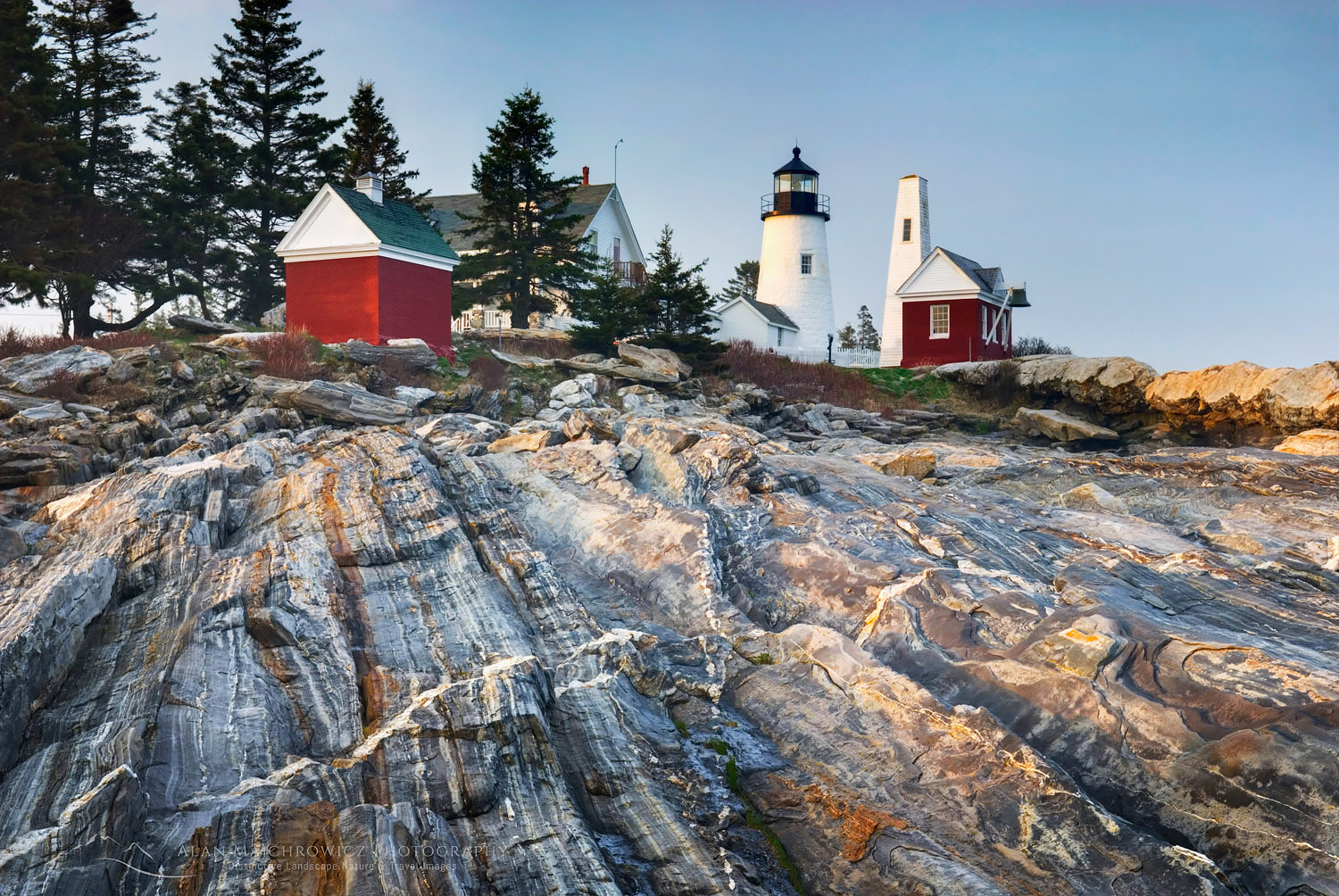 Pemaquid Point Lighthouse on striated metamorphic rocks of Pemaquid Point, Bristol Maine #22561