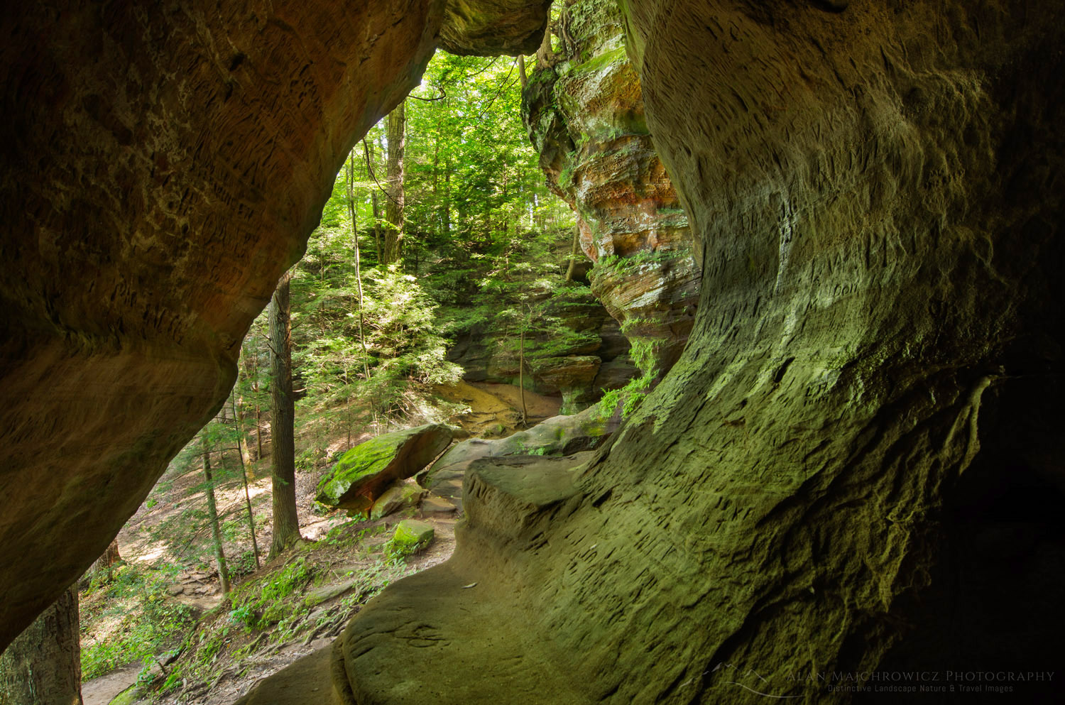 Rock House, eroded out of the middle zone of Blackhand sandstone. Rock House is the only true cave in Hocking Hills State Park, Ohio #63210