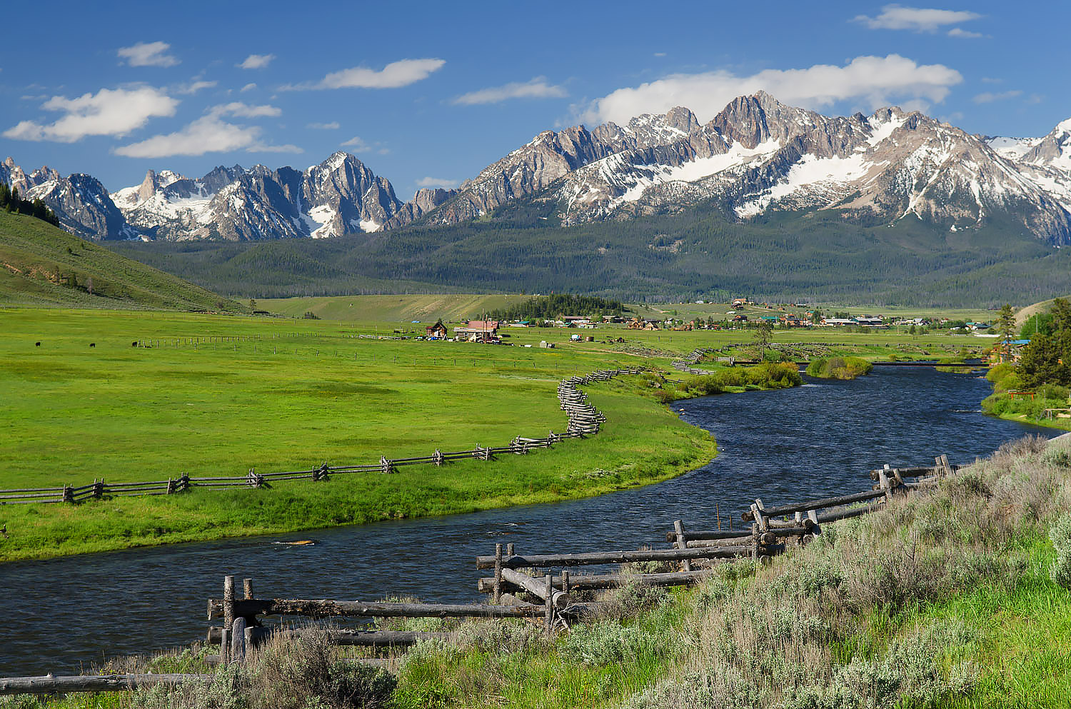 Sawtooth Mountains and Salmon River Idaho from Stanley Basin #56012