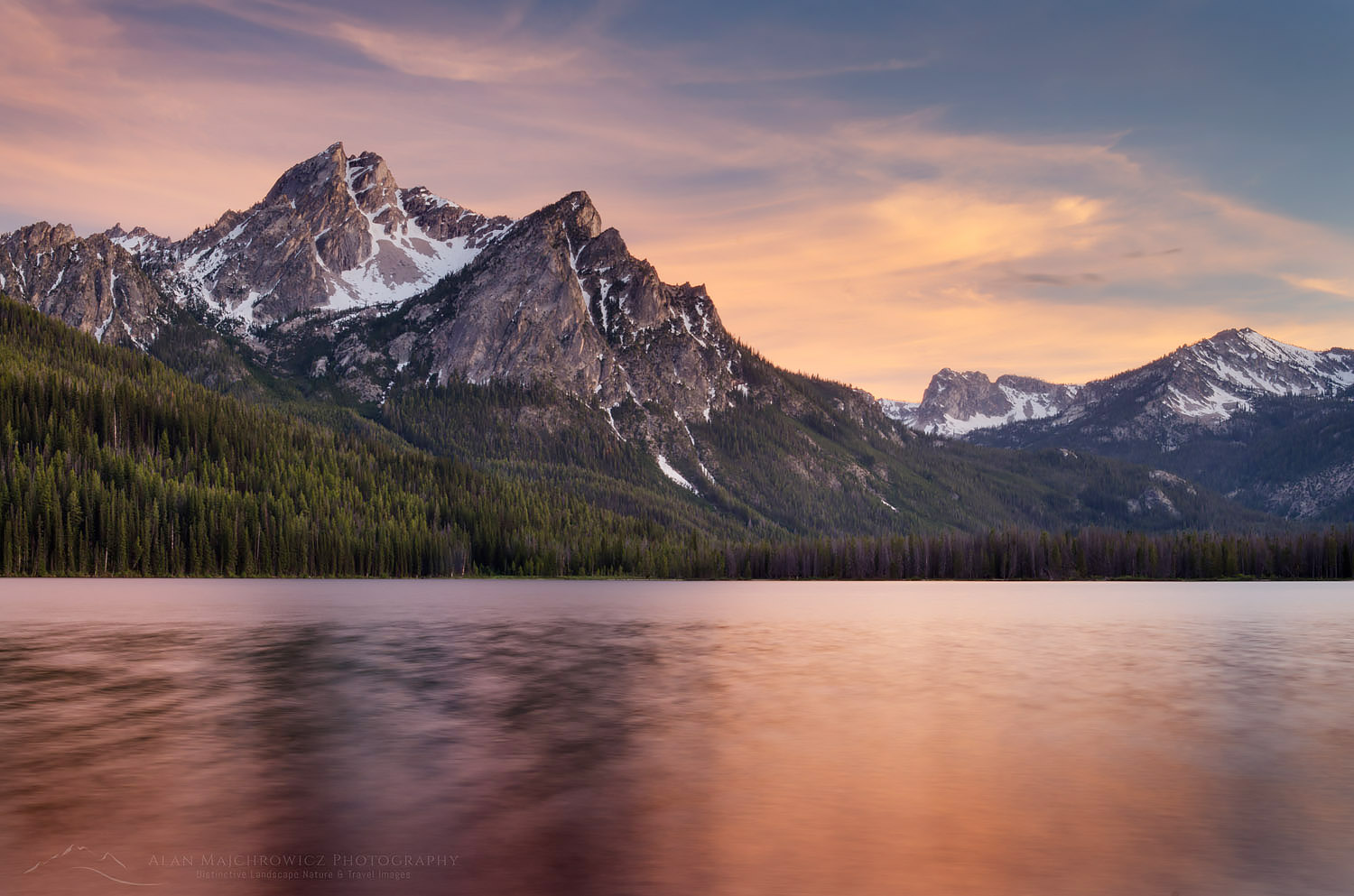 Sunset over McGown Peak and Stanley Lake, Sawtooth Mountains, Idaho #56123