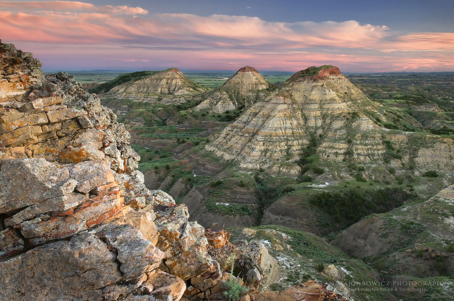 Fused clinker formations over look the Terry Badlands in Southeast Montana at sunset #52614
