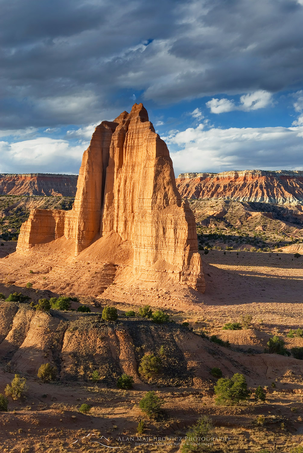 Sandstone Monoliths of the Upper Cathedral Valley in evening light, Capitol Reef National Park Utah #29024
