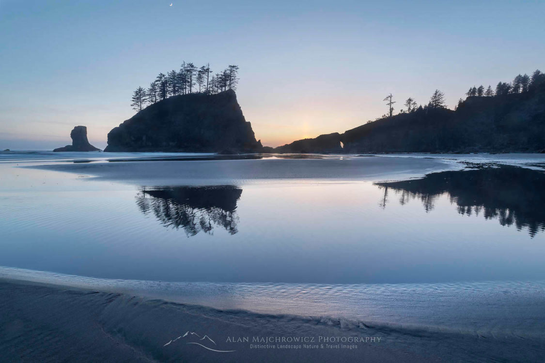 Twilight at Second Beach during low tide, Olympic National Park Washington #65461