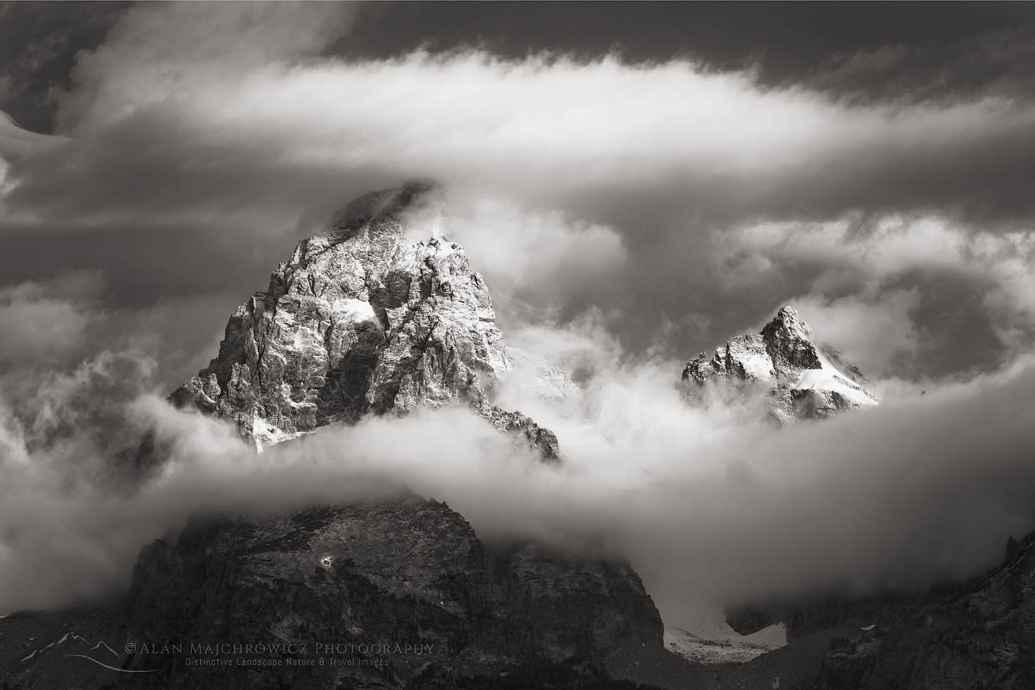 Clearing storm clouds ovder the Grand Teton, Grand Teton National Park #67405bw