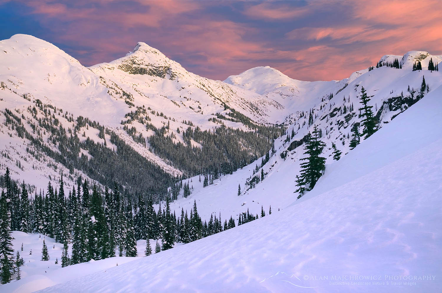 Winter sunset over Marriott Basin, Coast Mountains British Columbia #50319