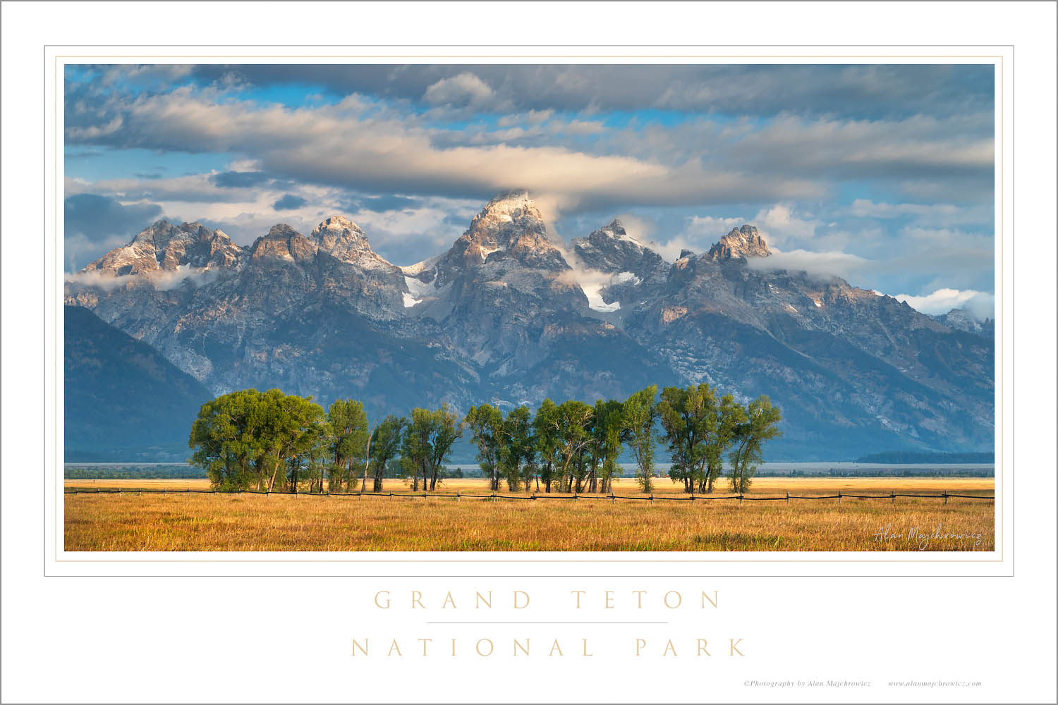 The Teton Range in morning light from Mormon Row, Grand Teton National Park Wyoming