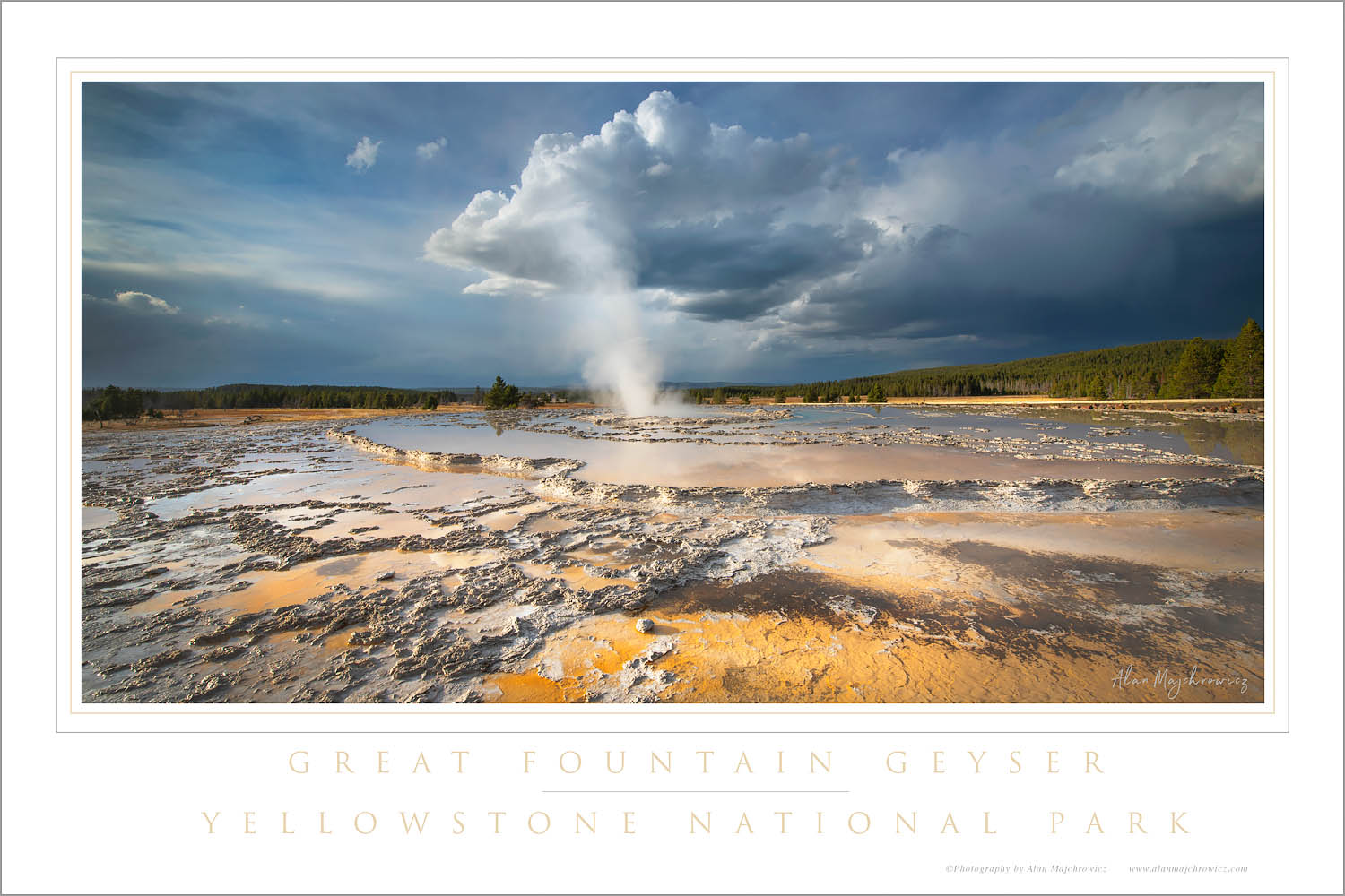 Colorful travertine formations at Great Fountain Geyser Yellowstone National Park