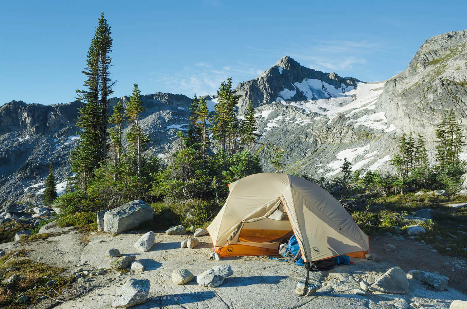 Backcountry camp, upper Marriott Basin, Coast Mountains British Columbia #61795