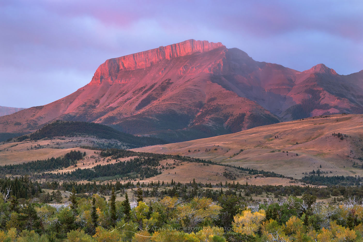 Ear Mountain at sunrise, Rocky Mountain front ranges near Choteau Montana