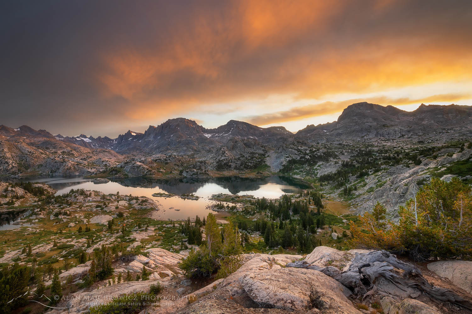 Sunrise over Island Lake and Fremont Peak, Bridger Wilderness, Wind River Range Wyoming #66404