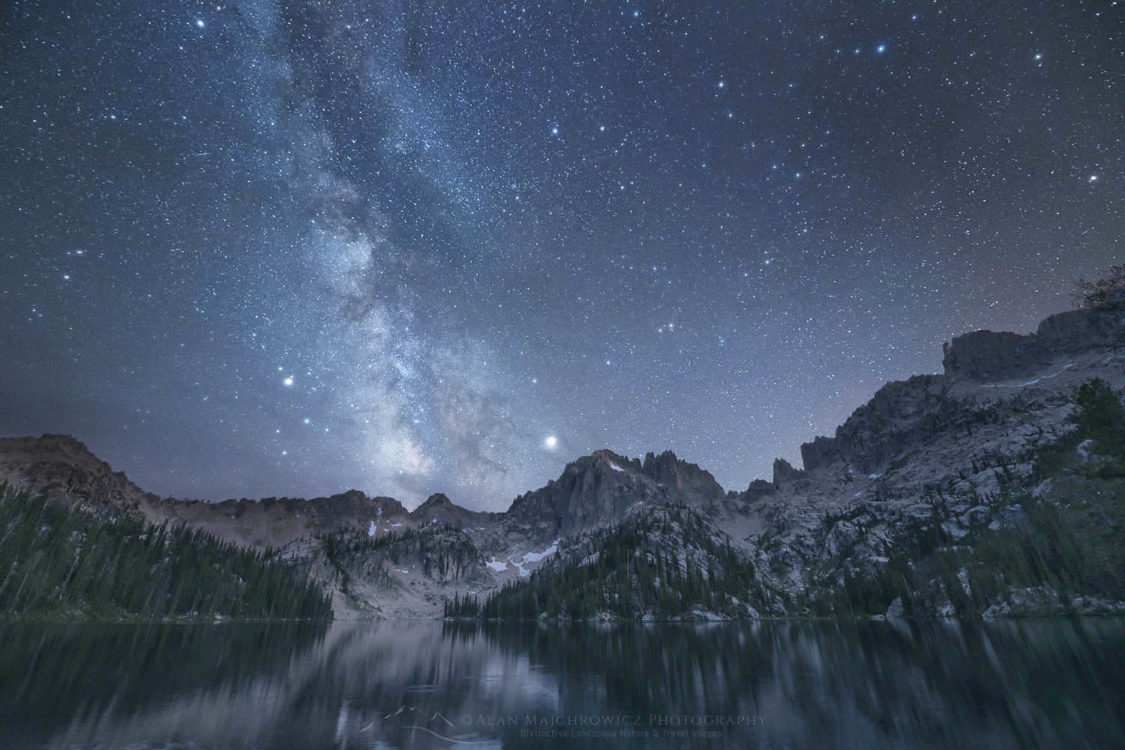 Milky Way over Baron Lake Sawtooth Mountains Idaho