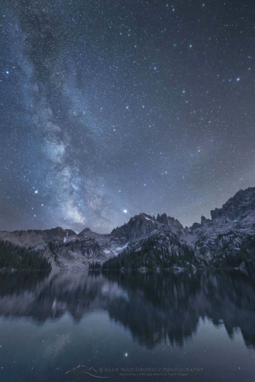 Milky Way over Baron Lake Sawtooth Mountains Idaho