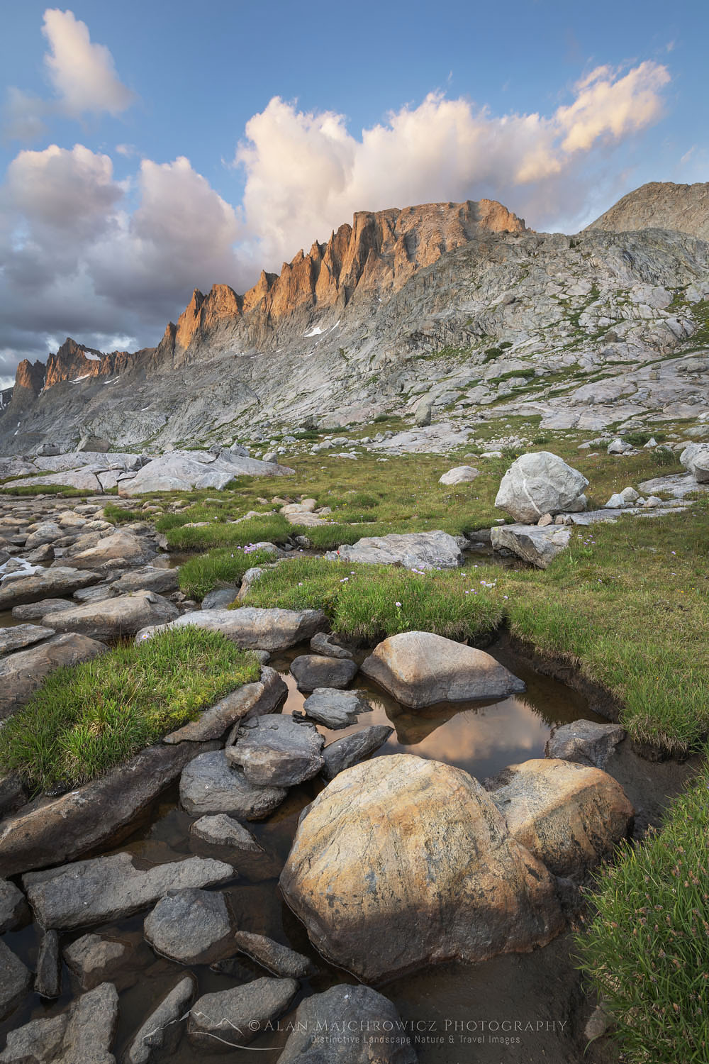 Evening light over Titcomb Basin, Bridger Wilderness, Wind River Range Wyoming #66576