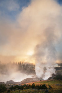 Sunrise at Mud Volcano geothermal area, Yellowstone National Park Sunrise at Mud Volcano geothermal area, Yellowstone National Park