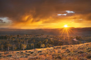 Stormy sunset from Scab Creek Trailhead. Bridger-Teton National Forest Sublette County, Wyoming
