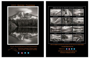 2022 B/W Desktop Nature Calendar. Presented in a CD jewel case it's perfect for offices, kitchen counters, and nightstands.