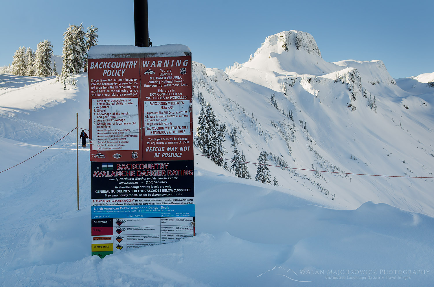 Backcountry Safety warning sign Mount Baker Ski Area