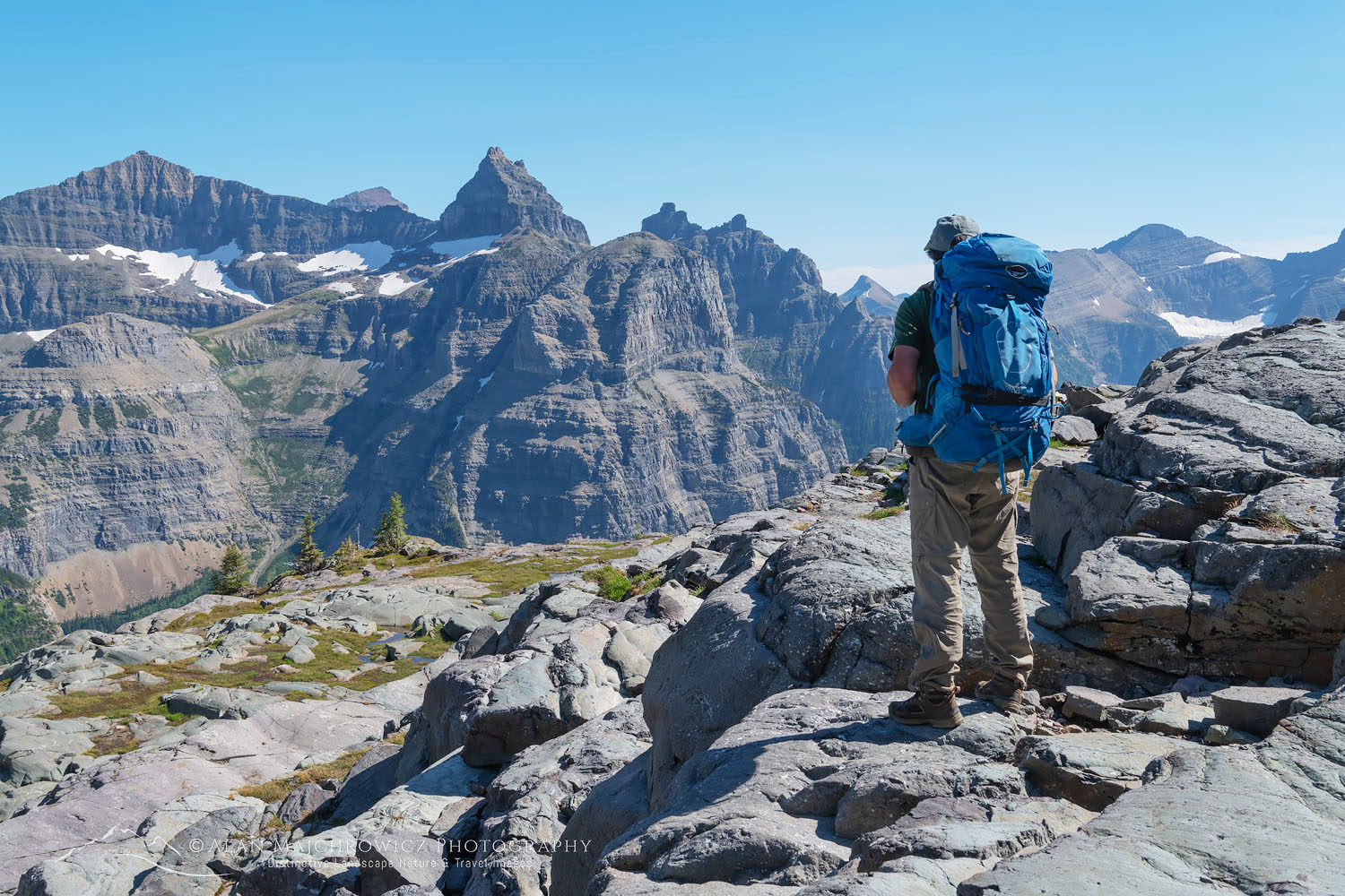 Backpacker at Boulder Pass Glacier National Park - Alan Majchrowicz ...