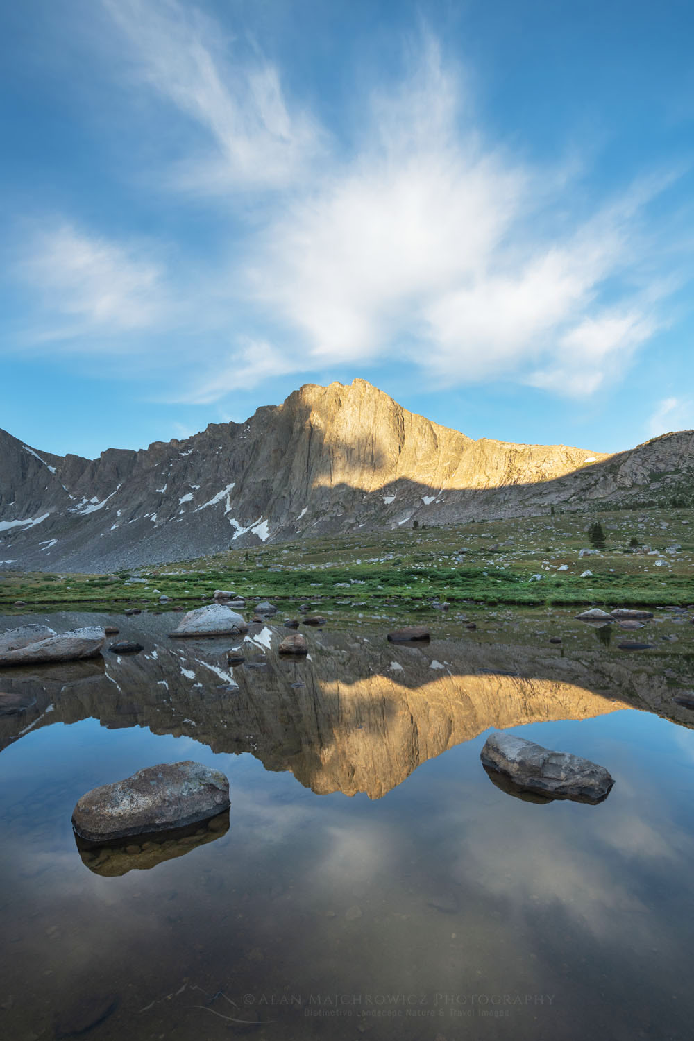 Dragon Head Peak reflected in pond near Lee Lake, Bridger Wilderness. Wind River Range, Wyoming #69121