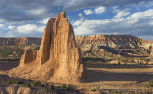 Sandstone Monoliths of the Upper Cathedral Valley in evening light, Capitol Reef National Park Utah