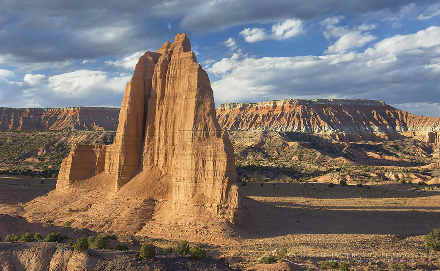 Sandstone Monoliths of the Upper Cathedral Valley in evening light, Capitol Reef National Park Utah #29019