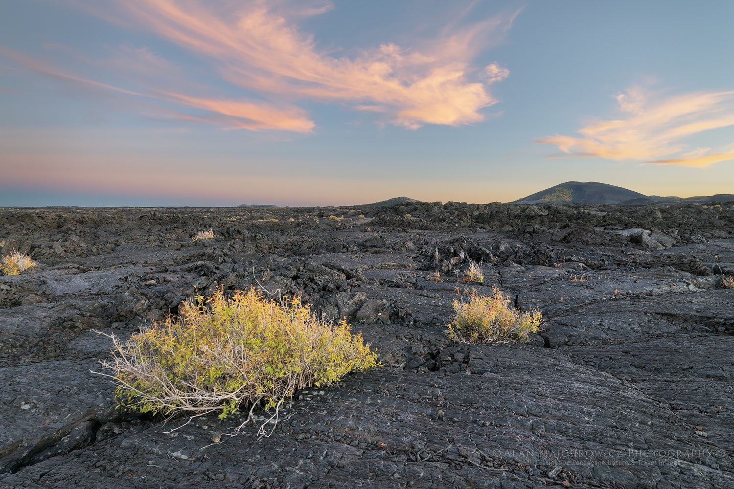 Twilight alpenglow over Blue Dragon Lava Flow, Craters of the Moon National Monument #73905