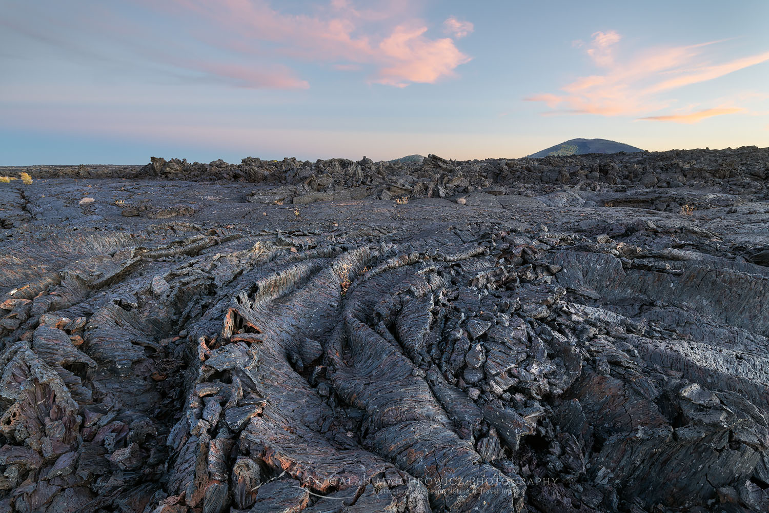 Twilight alpenglow over Blue Dragon Lava Flow, Craters of the Moon National Monument #73919