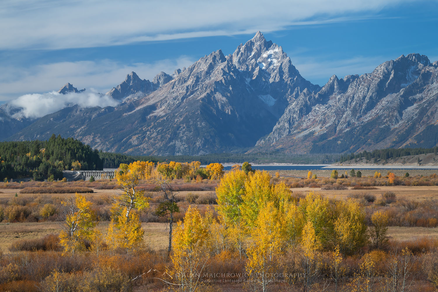 View of the Teton Range in fall color at Willow Flats overlook. Grand Teton National Park Wyoming #74174